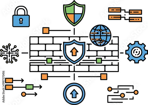 Cybersecurity Network Firewall Protection Data Security Concept