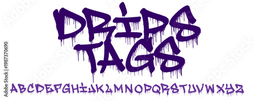 Authentic Drips Tags Graffiti Design with Creative Hand Style Lettering for Urban Streetwear Branding and Modern Typography Graphic Element Vector