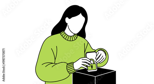 IT security analyst protecting digital data with padlock interface cybersecurity privacy encryption online protection concept vector illustration