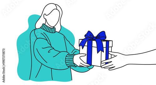 Female teacher giving wrapped gift to student, education appreciation gratitude kindness classroom celebration positive learning environment vector illustration