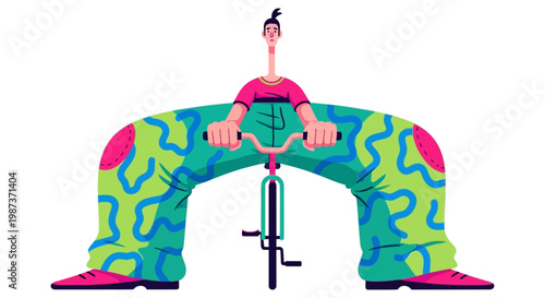 Cyclist riding bicycle vector illustration for active lifestyle urban mobility transportation fitness training outdoor exercise healthy living city commuting concept