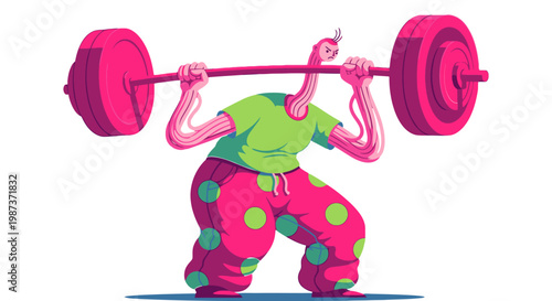 Strong man weightlifting vector illustration for fitness training gym workout strength exercise bodybuilding athletic performance power lifting motivation concept