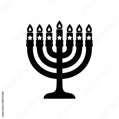 Menorah with Seven Candles Lit Symbol