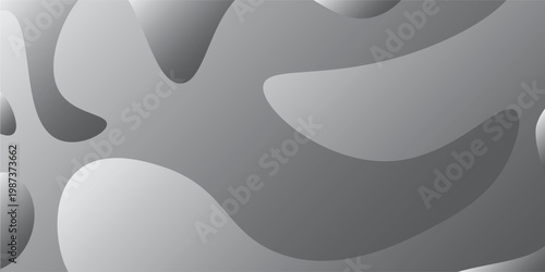 Gray Abstract Background with Organic Blob Shapes and Smooth Curves