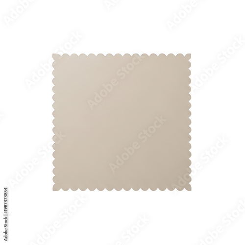 Scalloped square paper isolated on transparent background