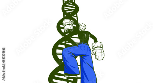 Scientist analyzing DNA strand vector illustration for genetics research biotechnology laboratory science innovation medical research concept