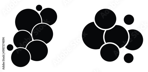 Image photo collage layout template set. Black mosaic mood board. Photo album idea for banner, poster, mockup, flyer, brochure, memory wall design. Vector 