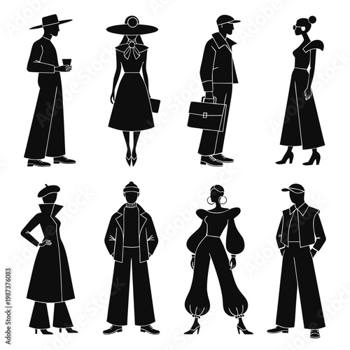 Set of Business Men and Women Silhouette Collection