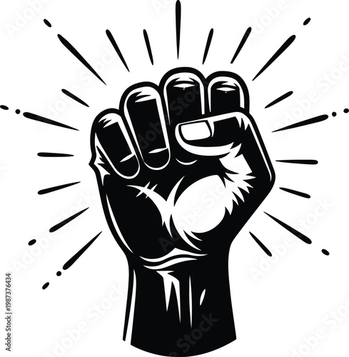 Raised fist illustration symbol of resistance power and solidarity