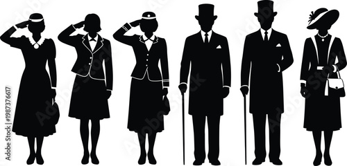 Vintage silhouette group a stylish ensemble of early 20th century figures