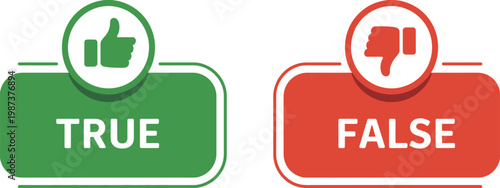 Like and dislike icon set, solid style vector illustration of thumbs up and thumbs down symbols with green and red buttons for user feedback voting and decision making interface.