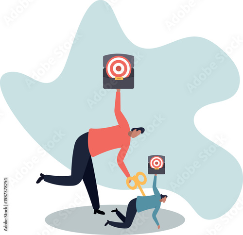 Exhausted employee recharged, power up or wind up to stimulate or motivate fatigue person.human life and situation.