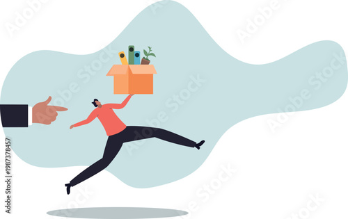 Fired employee, layoff or dismissal worker, misconduct or underperform staff, failure or trouble employment,human life and situation.