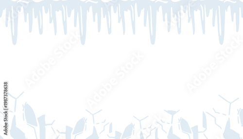 Ice vector illustration with icicles and frosty background