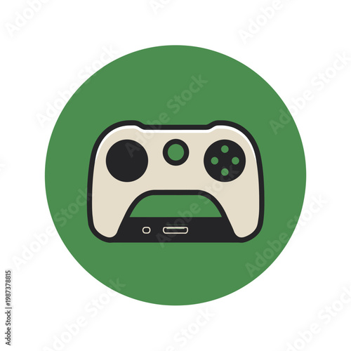 Gamepad illustration icon of gaming device on green background