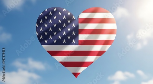 Heart Shape American Flag Patriotic Love USA Concept
