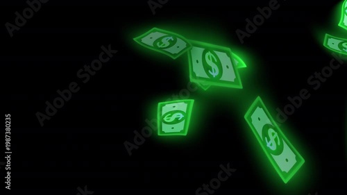 2D Money Flying Animation HD On Alpha