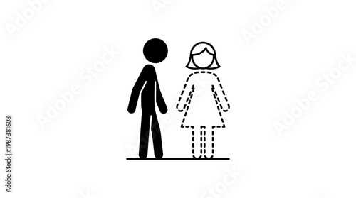 Man Stands Beside Faded Woman Conceptual Relationship