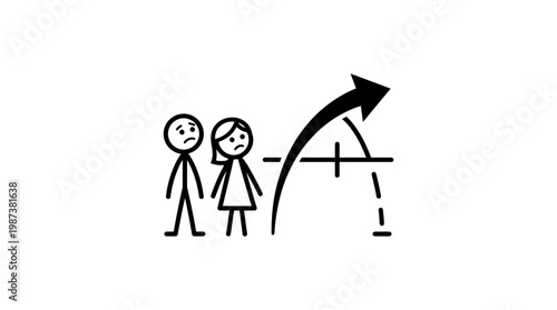 Concerned Couple Watching Arrow Go Over Line