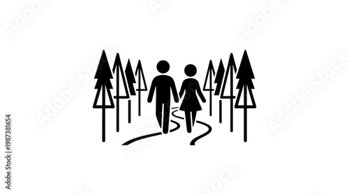 Couple Walking Hand-in-Hand Through Woodland Path