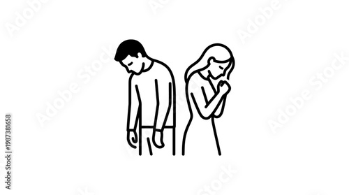 Couple Separated Facing Away From Each Other