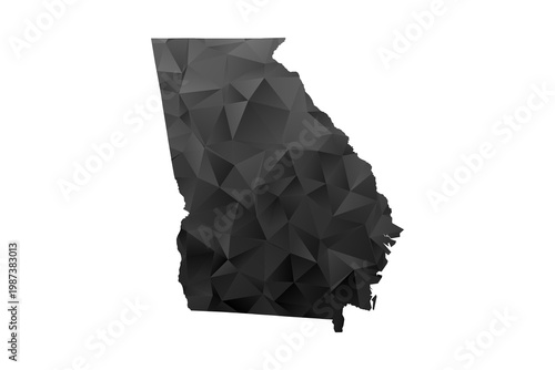 Georgia Map - Polygon Style Vector Illustration in Black and Gray Gradient, Low Poly Geometric Design, Isolated on White Background for Infographics and Education.