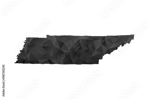 Tennessee Map - Polygon Style Vector Illustration in Black and Gray Gradient, Low Poly Geometric Design, Isolated on White Background for Infographics and Education.