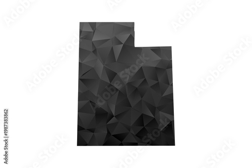 Utah Map - Polygon Style Vector Illustration in Black and Gray Gradient, Low Poly Geometric Design, Isolated on White Background for Infographics and Education.