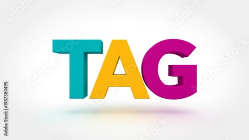 Energetic 3D Title Sequence with Colorful Cubes Forming the Word TAG for Commercial Use