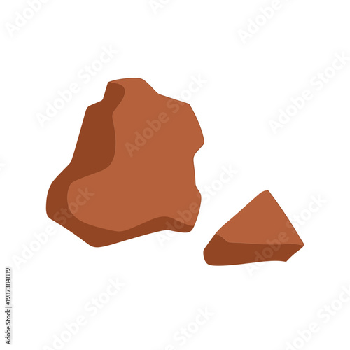A simple illustration depicts two brown irregularly shaped pieces of chocolate
