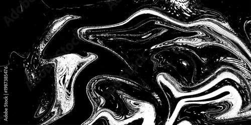 Abstract Black and White Liquid Marble Illustration Vector Featuring Fluid Ink Swirls, Organic Flowing Patterns, and Elegant Monochrome Texture Design