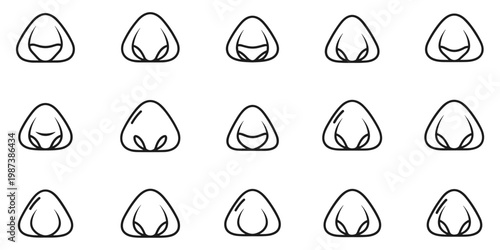 Animal nose snout outline set for cat dog pet face character creation and drawing vector illustration