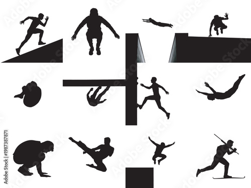 evolution of human movement flat design icons set on white background