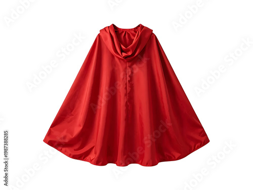 Elegant red silk fashion gown isolated on a white background, representing a stylish garment of apparel for a glamorous woman