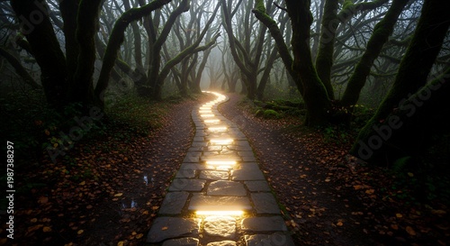 a path lighting up step by step