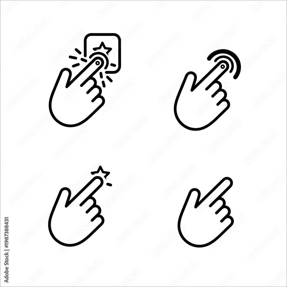 Fototapeta premium Set of hand gesture icons for touch screen interfaces