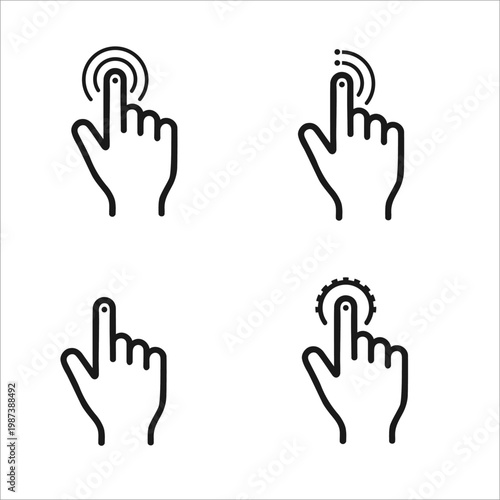Set of hand gesture icons for touch screen interfaces