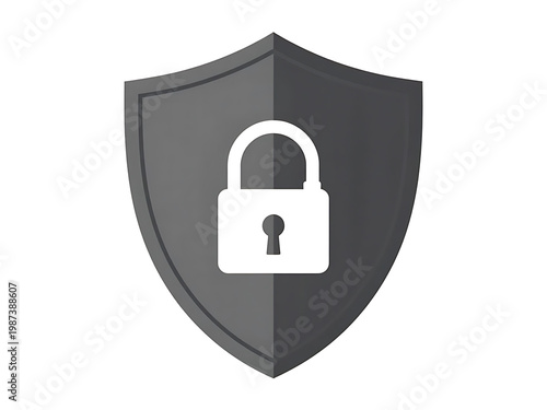 3D illustration of a secure padlock and key symbol representing a safe web button and internet password protection icon for computer access and data security