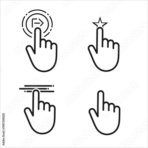 Set of Hand Gesture Icons for Touchscreen Interface Design