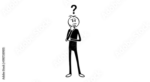 A cartoon man with a puzzled expression.