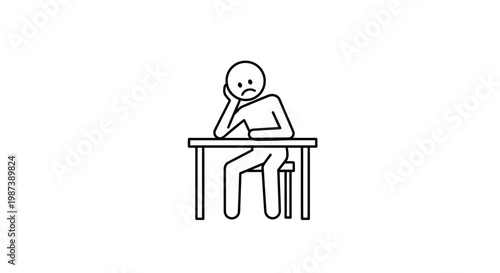 A person sitting at a desk looking bored.