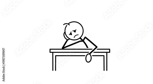 A bored person sitting at a desk.