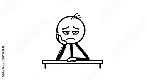 A man looking sad and bored.