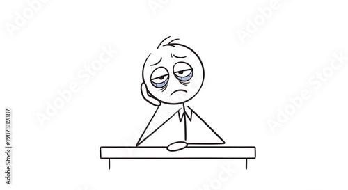 A man sitting at a desk looking tired.