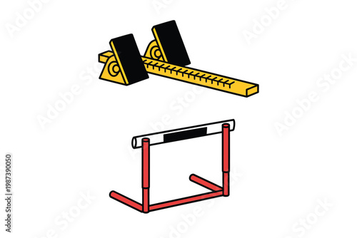 A colorful illustration depicts a starting block and a hurdle representing track and field