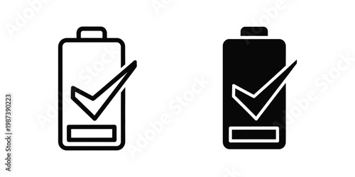Comparison of empty and fully charged battery icons with checkmarks