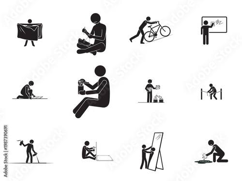 flat design icons of daily activities and lifestyle vector set