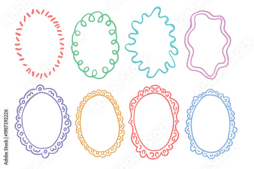 Принти на полотні Elegant drawn lace frames set with vintage ornate borders in oval
