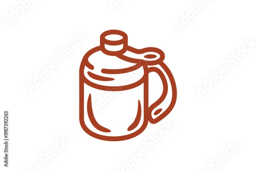 A simple line drawing depicts a terracotta colored jug with a handle and spout