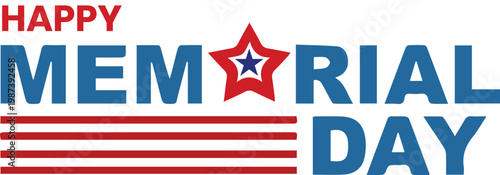 Happy memorial day patriotic greeting with american flag and star